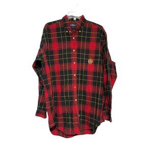 Ralph Lauren Men's Button Down Shirt Plaid Western Red Black Size L